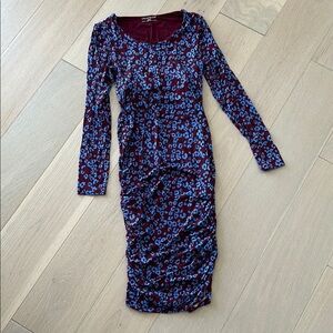 Elegant Blue and Purple Leopard Print Maternity Dress